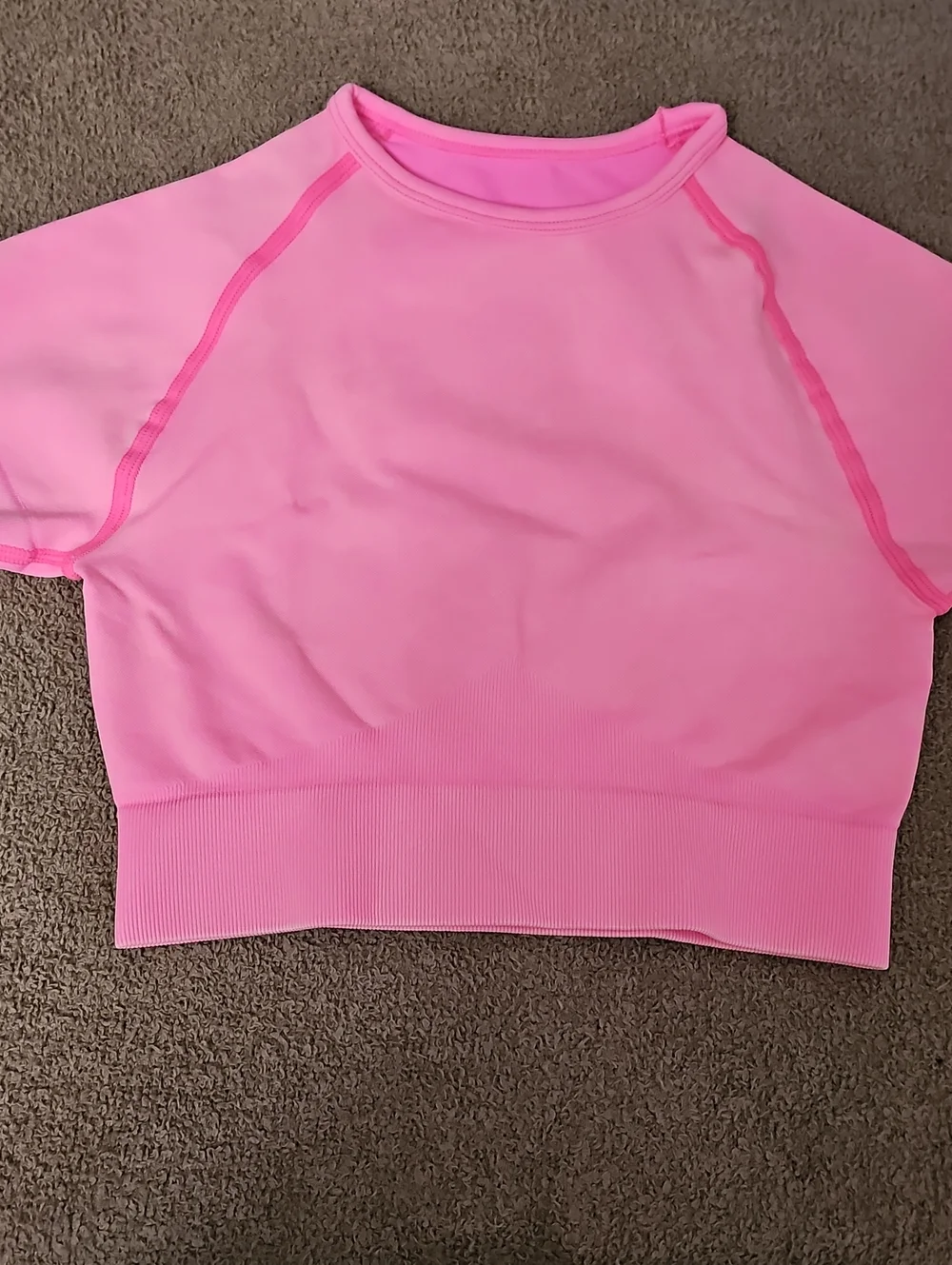 Crop Top Matching Leggings 2PC Seamless  Activewear set Vibrant Pink XS/S New